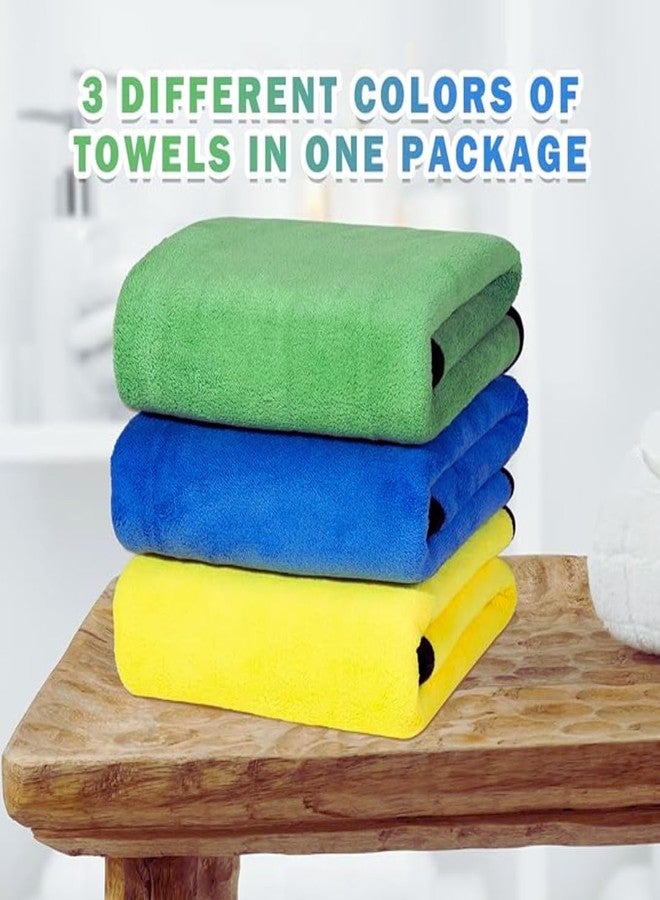Microshine Microfiber Dog Bath Towel Set - Pack of 3 (Green, Blue, Yellow) | Super Absorbent, Quick Dry, Soft Pet Towels for Dogs & Cats (Medium Size) - Image 4